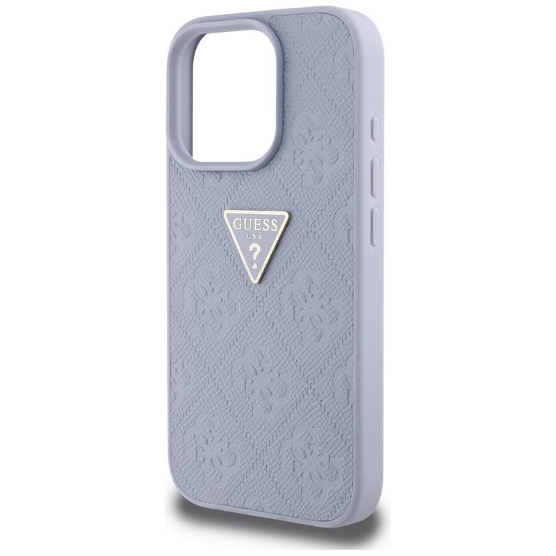 Laptop, Telefoane si Tablete - Telefoane mobile si accesorii - Accesorii Telefoane - Huse telefoane - Husa pentru iPhone 16 Pro Max - Guess Leather Hot Stamp 4G Pattern Triangle Metal Logo (GUHCP16XPGP4STRU) - Light Purple - Infinity.ro