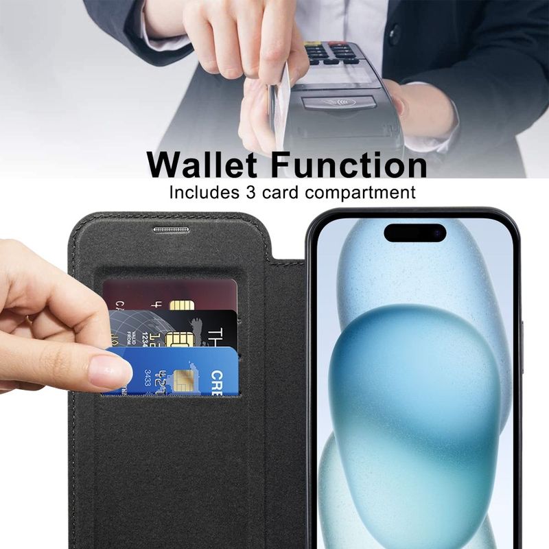 Laptop, Telefoane si Tablete - Telefoane mobile si accesorii - Accesorii Telefoane - Huse telefoane - Husa pentru iPhone 15 Plus - Techsuit SmartMag Book Case - Black - Infinity.ro