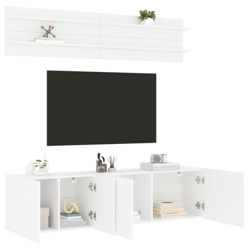 Casa si Gradina - Mobilier - Comode si corpuri - Comode - Unitati TV de perete, 6 piese, alb, lemn prelucrat - Infinity.ro