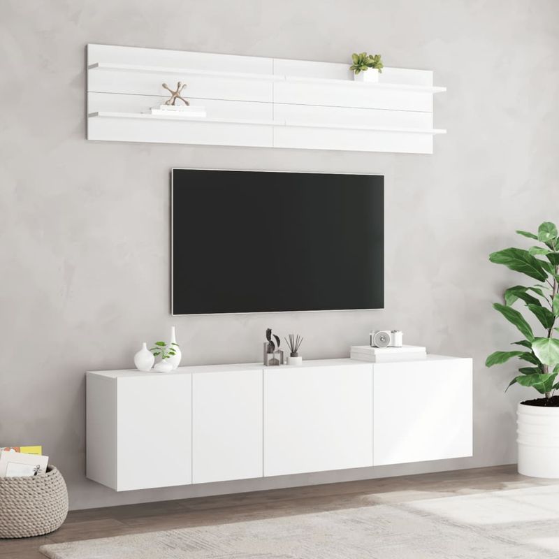 Casa si Gradina - Mobilier - Comode si corpuri - Comode - Unitati TV de perete, 6 piese, alb, lemn prelucrat - Infinity.ro