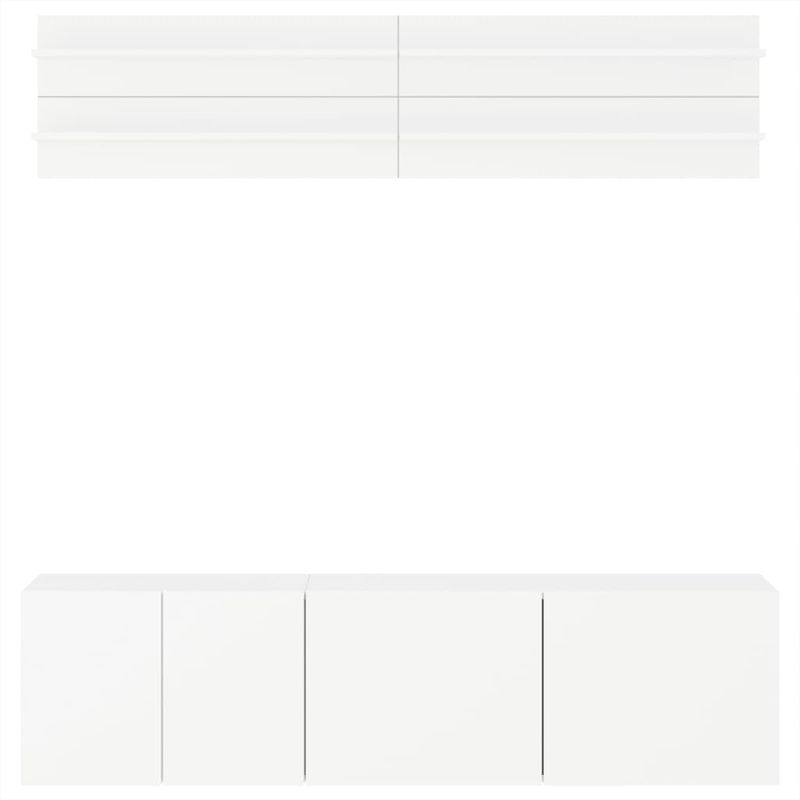 Casa si Gradina - Mobilier - Comode si corpuri - Comode - Unitati TV de perete, 6 piese, alb, lemn prelucrat - Infinity.ro