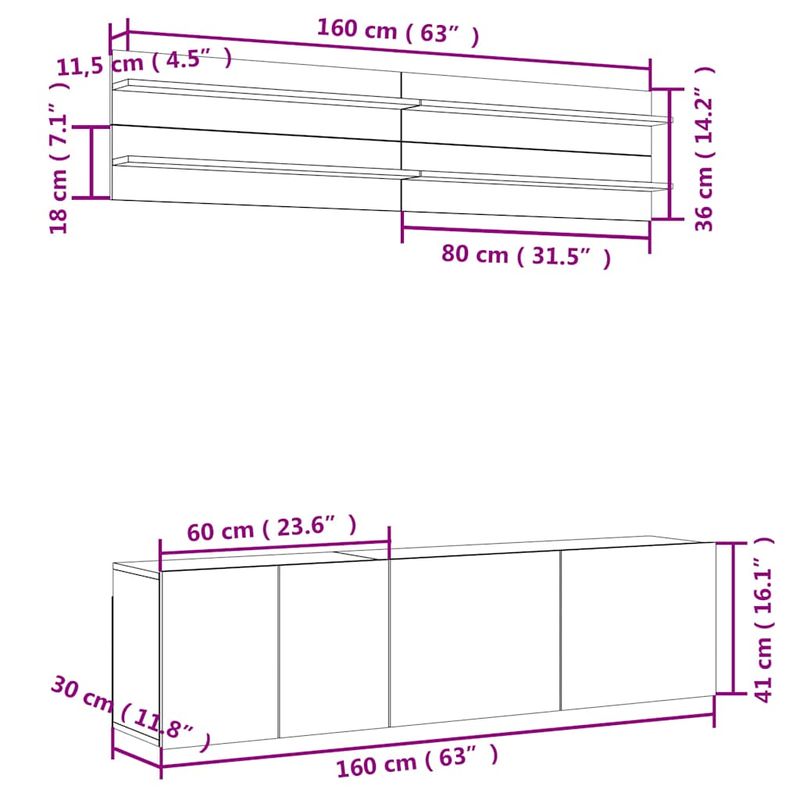 Casa si Gradina - Mobilier - Comode si corpuri - Comode - Unitati TV de perete, 6 piese, alb, lemn prelucrat - Infinity.ro