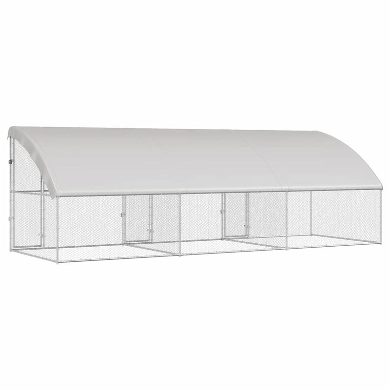 Petshop - Accesorii petshop - Culcusuri si custi - Custi interior si exterior - Cusca pentru pui Argintiu 600 x 200 x 198.5 cm Otel galvanizat - Infinity.ro