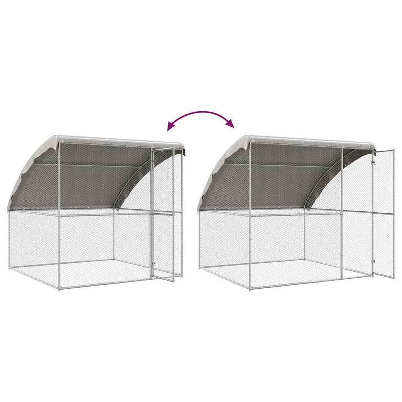 Petshop - Accesorii petshop - Culcusuri si custi - Custi interior si exterior - Cusca pentru pui Argintiu 600 x 200 x 198.5 cm Otel galvanizat - Infinity.ro