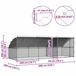 Petshop - Accesorii petshop - Culcusuri si custi - Custi interior si exterior - Cusca pentru pui Argintiu 600 x 200 x 198.5 cm Otel galvanizat - Infinity.ro