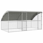 Petshop - Accesorii petshop - Culcusuri si custi - Custi interior si exterior - Cusca pentru pui Argintiu 400 x 200 x 198.5 cm Otel galvanizat - Infinity.ro