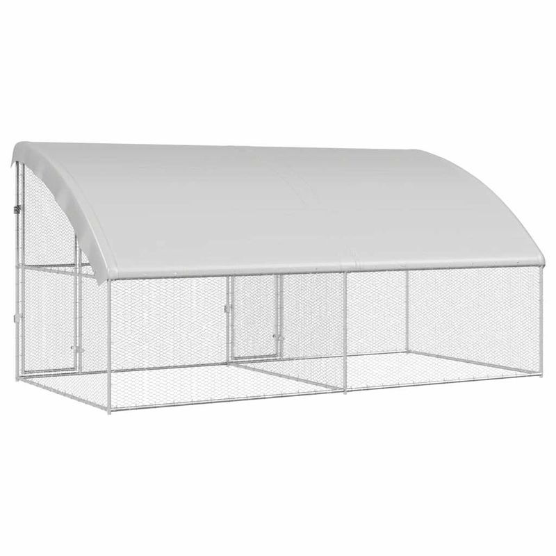 Petshop - Accesorii petshop - Culcusuri si custi - Custi interior si exterior - Cusca pentru pui Argintiu 400 x 200 x 198.5 cm Otel galvanizat - Infinity.ro