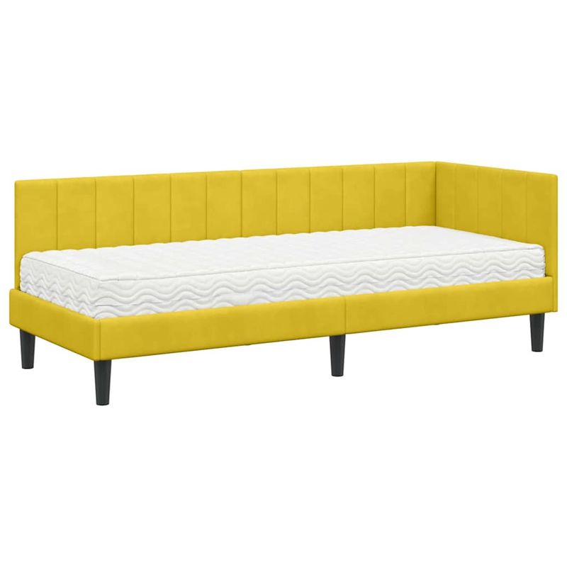 Casa si Gradina - Mobilier - Paturi si accesorii - Paturi - Cadru de pat coltar cu saltea Galben 80 x 200 cm Catifea - Infinity.ro