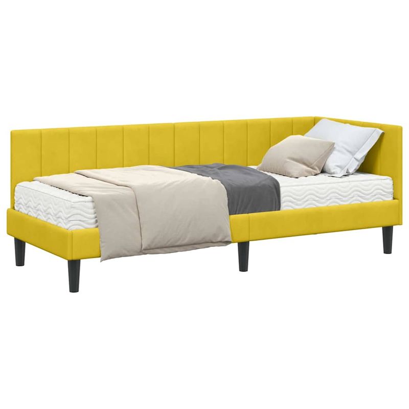 Casa si Gradina - Mobilier - Paturi si accesorii - Paturi - Cadru de pat coltar cu saltea Galben 80 x 200 cm Catifea - Infinity.ro