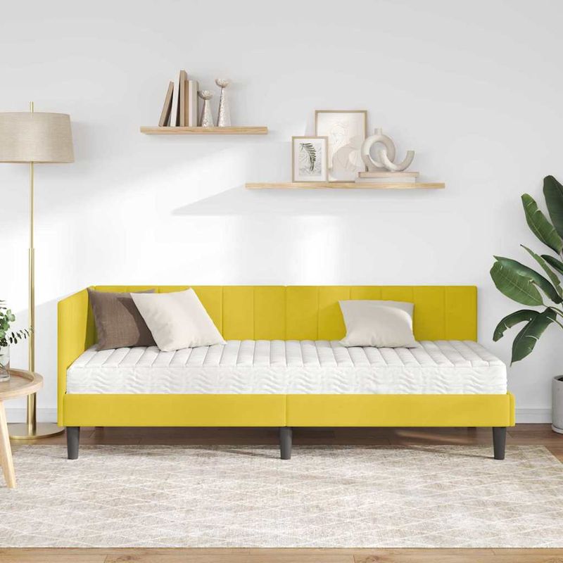 Casa si Gradina - Mobilier - Paturi si accesorii - Paturi - Cadru de pat coltar cu saltea Galben 80 x 200 cm Catifea - Infinity.ro
