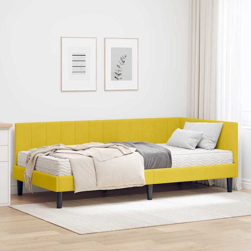 Casa si Gradina - Mobilier - Paturi si accesorii - Paturi - Cadru de pat coltar cu saltea Galben 100 x 200 cm Catifea - Infinity.ro
