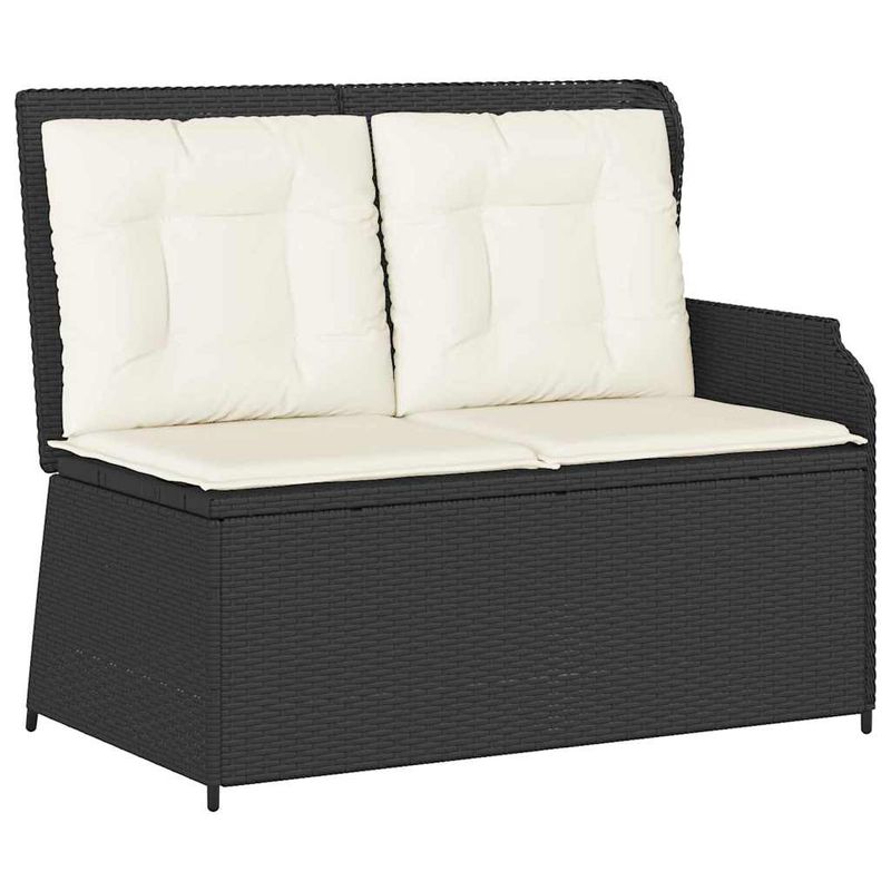 Casa si Gradina - Gradina si terasa - Mobilier exterior - Bancute de gradina - Banca de gradina cu perna Negru Rattan poli - Infinity.ro