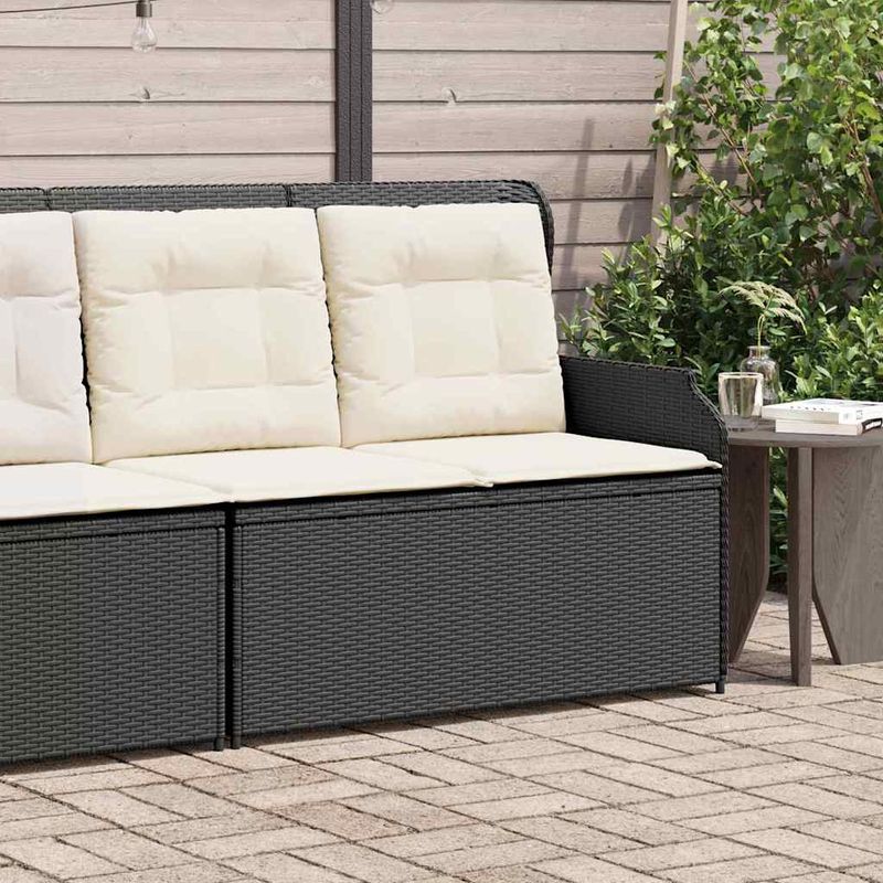Casa si Gradina - Gradina si terasa - Mobilier exterior - Bancute de gradina - Banca de gradina cu perna Negru Rattan poli - Infinity.ro