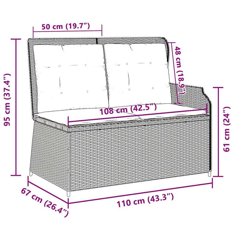 Casa si Gradina - Gradina si terasa - Mobilier exterior - Bancute de gradina - Banca de gradina cu perna Negru Rattan poli - Infinity.ro