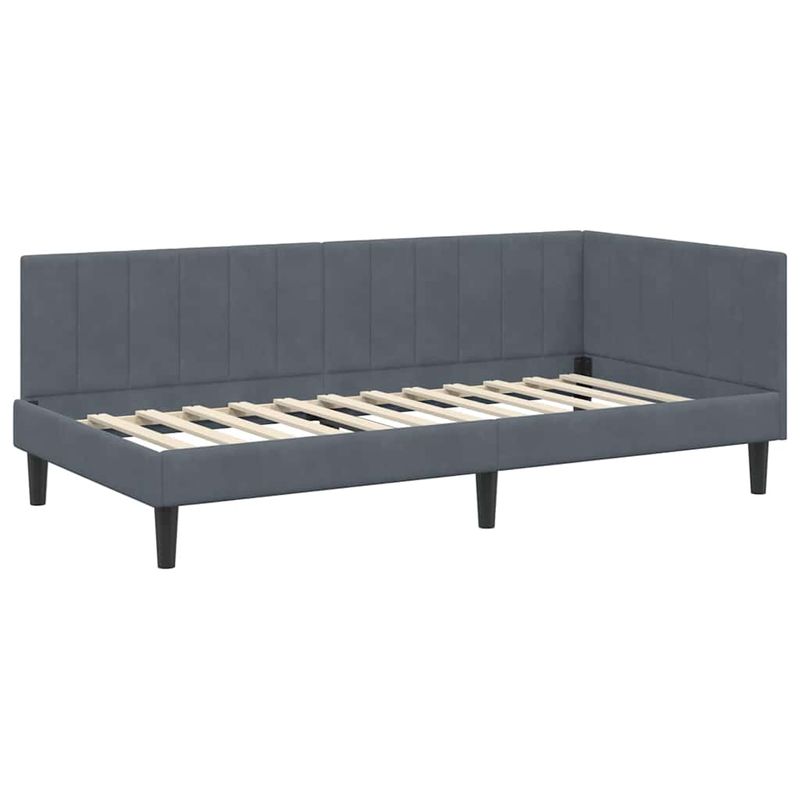 Casa si Gradina - Mobilier - Paturi si accesorii - Paturi - Cadru de pat coltar cu saltea Gri inchis 100 x 200 cm Catifea - Infinity.ro