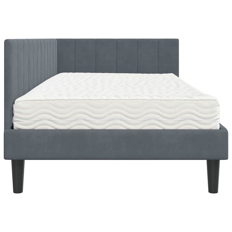 Casa si Gradina - Mobilier - Paturi si accesorii - Paturi - Cadru de pat coltar cu saltea Gri inchis 100 x 200 cm Catifea - Infinity.ro