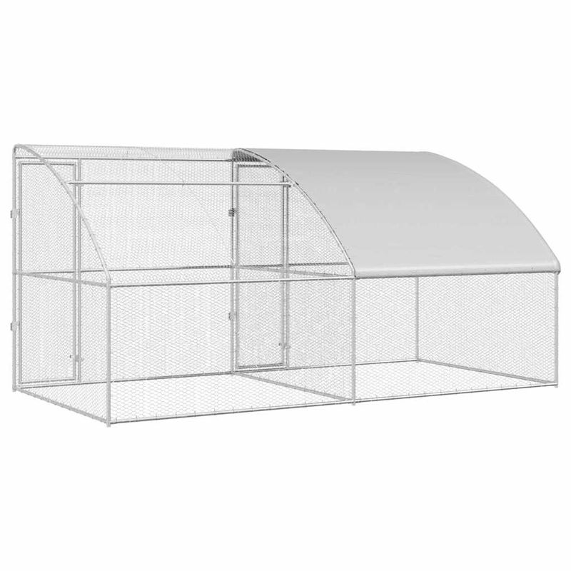 Petshop - Accesorii petshop - Culcusuri si custi - Custi interior si exterior - Cusca pentru pui Argintiu 400 x 200 x 198.5 cm Otel galvanizat - Infinity.ro