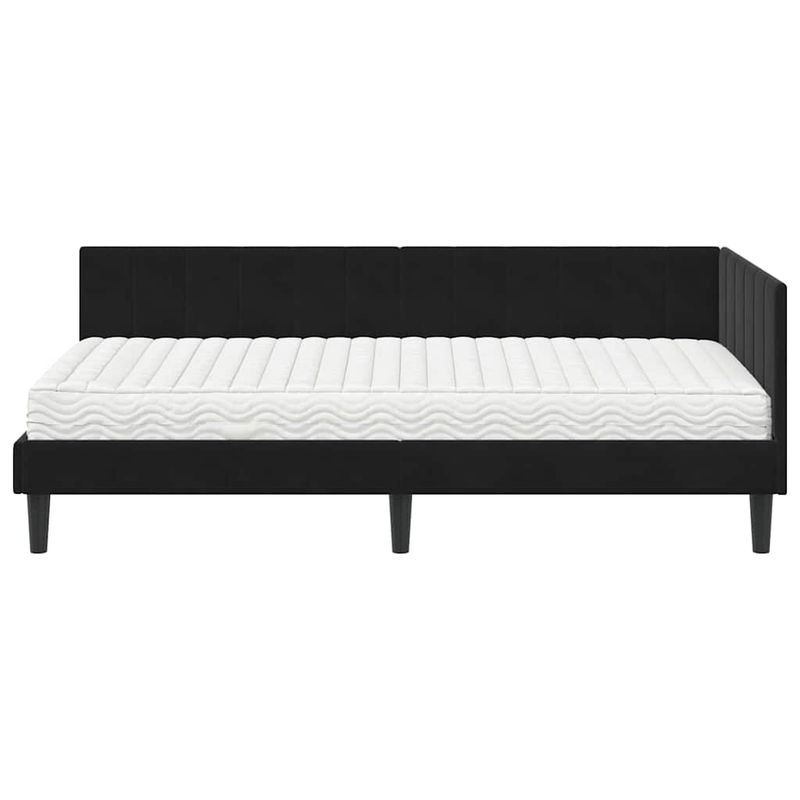 Casa si Gradina - Mobilier - Paturi si accesorii - Paturi - Cadru de pat coltar cu saltea Negru 90 x 190 cm Catifea - Infinity.ro