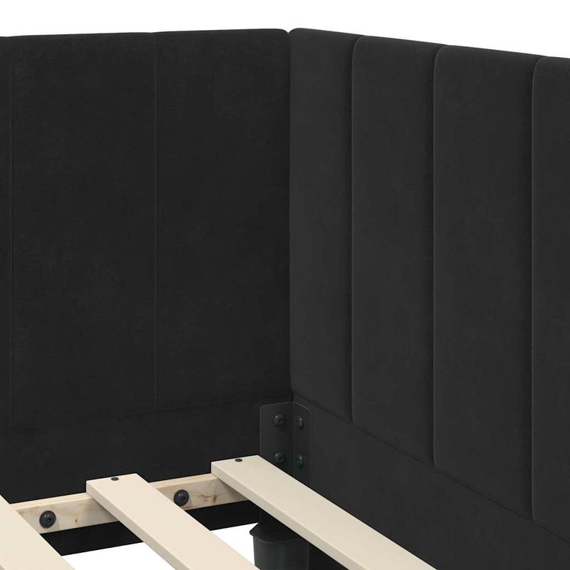 Casa si Gradina - Mobilier - Paturi si accesorii - Paturi - Cadru de pat coltar cu saltea Negru 90 x 190 cm Catifea - Infinity.ro