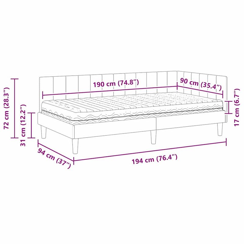 Casa si Gradina - Mobilier - Paturi si accesorii - Paturi - Cadru de pat coltar cu saltea Negru 90 x 190 cm Catifea - Infinity.ro