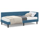 Casa si Gradina - Mobilier - Paturi si accesorii - Paturi - Cadru de pat coltar cu saltea albastru 90 x 190 cm Catifea - Infinity.ro