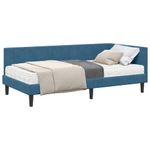 Casa si Gradina - Mobilier - Paturi si accesorii - Paturi - Cadru de pat coltar cu saltea albastru 90 x 190 cm Catifea - Infinity.ro