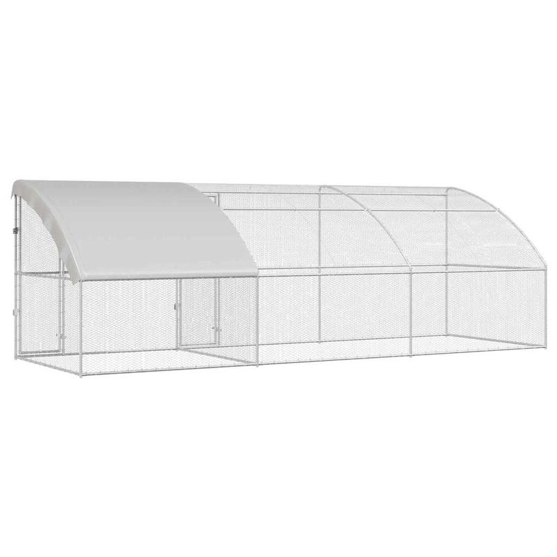 Petshop - Accesorii petshop - Culcusuri si custi - Custi interior si exterior - Cusca pentru pui Argintiu 600 x 200 x 198.5 cm Otel galvanizat - Infinity.ro