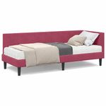 Casa si Gradina - Mobilier - Paturi si accesorii - Paturi - Cadru de pat coltar cu saltea bordo 80 x 200 cm Catifea - Infinity.ro