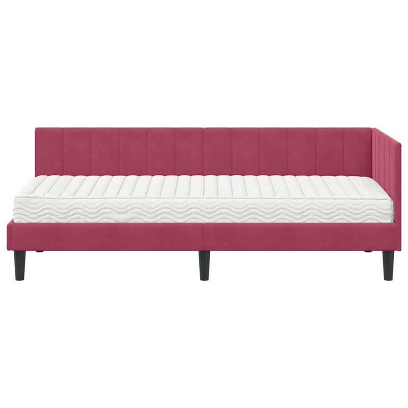 Casa si Gradina - Mobilier - Paturi si accesorii - Paturi - Cadru de pat coltar cu saltea bordo 80 x 200 cm Catifea - Infinity.ro