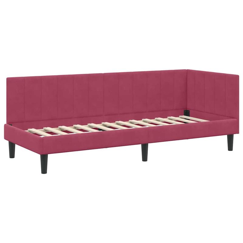 Casa si Gradina - Mobilier - Paturi si accesorii - Paturi - Cadru de pat coltar cu saltea bordo 80 x 200 cm Catifea - Infinity.ro