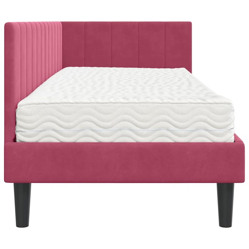 Casa si Gradina - Mobilier - Paturi si accesorii - Paturi - Cadru de pat coltar cu saltea bordo 80 x 200 cm Catifea - Infinity.ro
