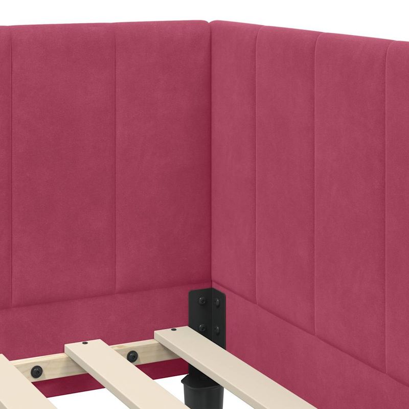 Casa si Gradina - Mobilier - Paturi si accesorii - Paturi - Cadru de pat coltar cu saltea bordo 80 x 200 cm Catifea - Infinity.ro
