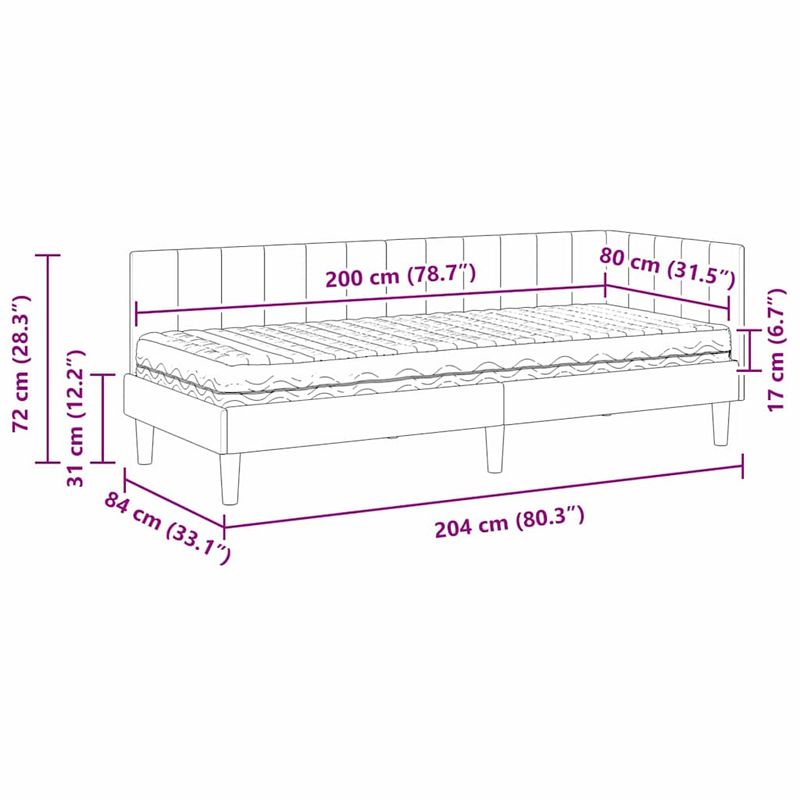 Casa si Gradina - Mobilier - Paturi si accesorii - Paturi - Cadru de pat coltar cu saltea bordo 80 x 200 cm Catifea - Infinity.ro