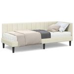 Casa si Gradina - Mobilier - Paturi si accesorii - Paturi - Cadru de pat coltar cu saltea Crem 80 x 200 cm Catifea - Infinity.ro