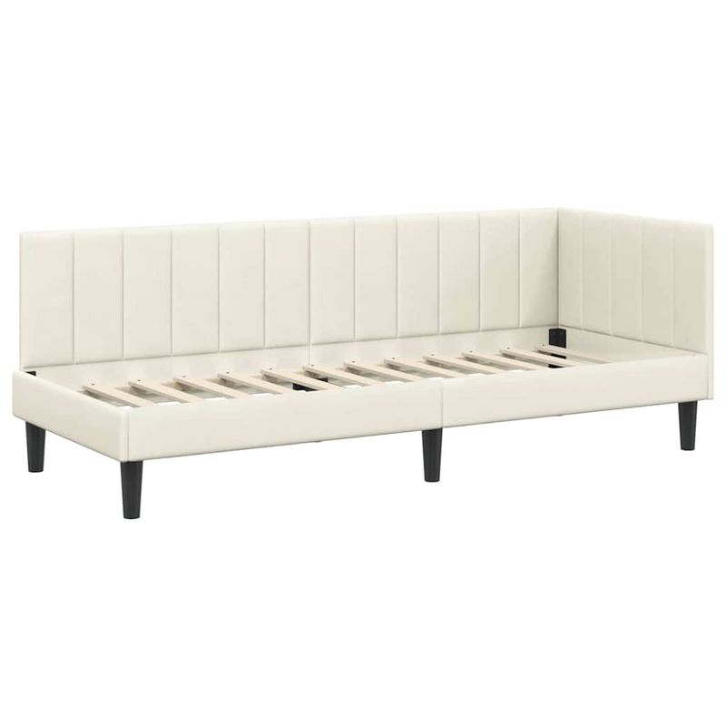 Casa si Gradina - Mobilier - Paturi si accesorii - Paturi - Cadru de pat coltar cu saltea Crem 80 x 200 cm Catifea - Infinity.ro
