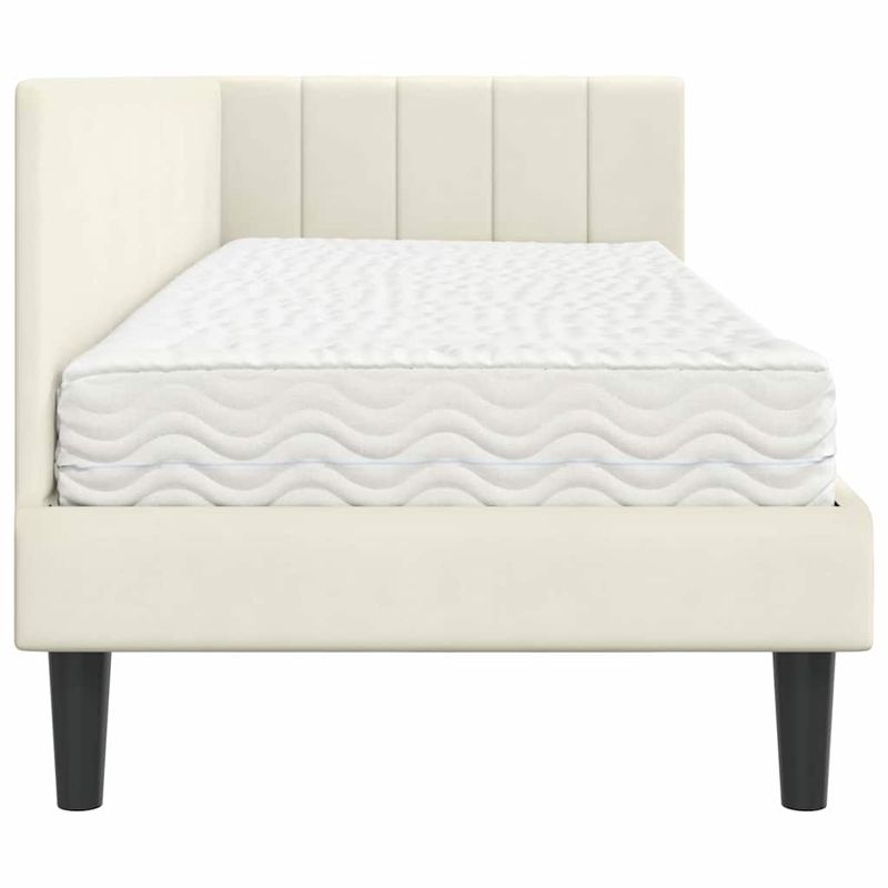 Casa si Gradina - Mobilier - Paturi si accesorii - Paturi - Cadru de pat coltar cu saltea Crem 80 x 200 cm Catifea - Infinity.ro