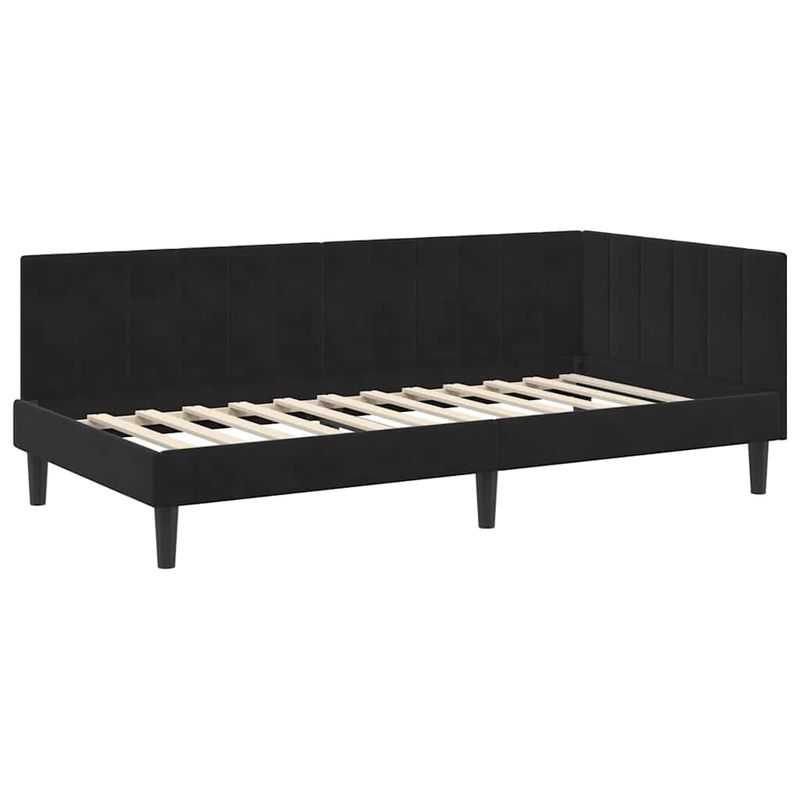 Casa si Gradina - Mobilier - Paturi si accesorii - Paturi - Cadru de pat coltar cu saltea Negru 100 x 200 cm Catifea - Infinity.ro