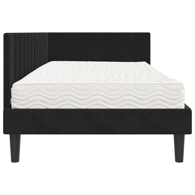 Casa si Gradina - Mobilier - Paturi si accesorii - Paturi - Cadru de pat coltar cu saltea Negru 100 x 200 cm Catifea - Infinity.ro