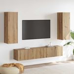 Casa si Gradina - Mobilier - Seturi de mobilier - Seturi living - Set de 4 piese pentru TV - montat pe perete, lemn de stejar artizanal, lemn tratat. - Infinity.ro