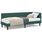 Casa si Gradina - Mobilier - Paturi si accesorii - Paturi - Cadru de pat coltar cu saltea Verde inchis 80 x 200 cm Catifea - Infinity.ro