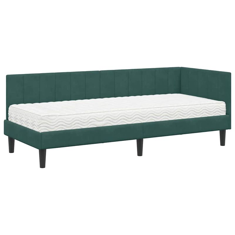Casa si Gradina - Mobilier - Paturi si accesorii - Paturi - Cadru de pat coltar cu saltea Verde inchis 80 x 200 cm Catifea - Infinity.ro
