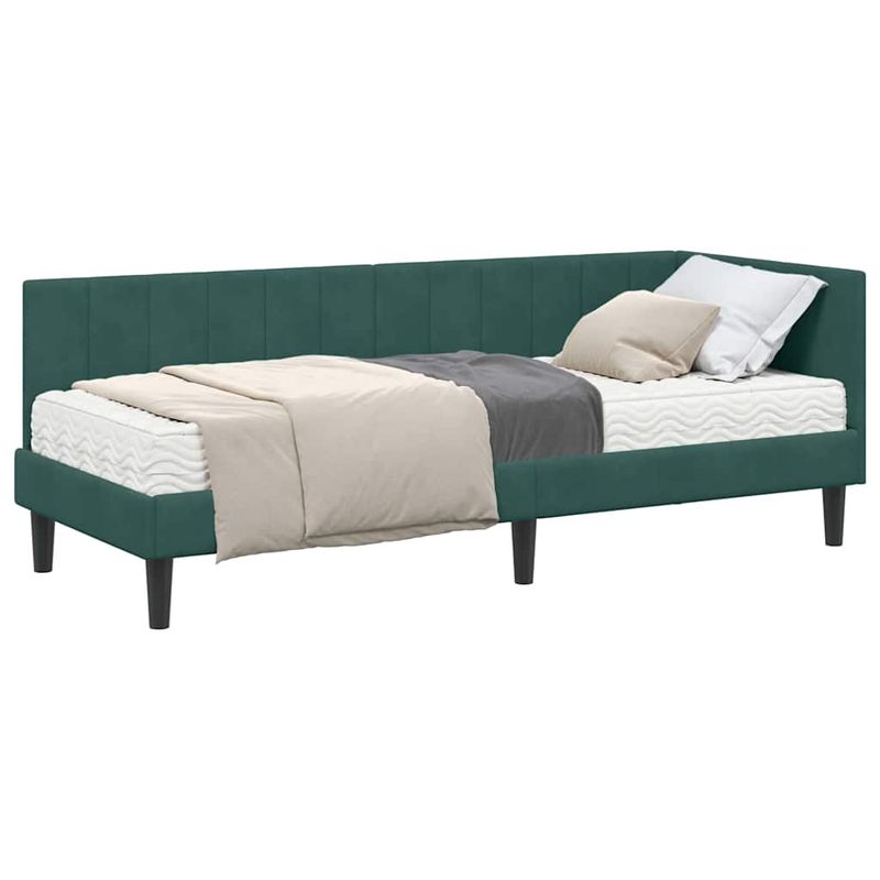 Casa si Gradina - Mobilier - Paturi si accesorii - Paturi - Cadru de pat coltar cu saltea Verde inchis 80 x 200 cm Catifea - Infinity.ro