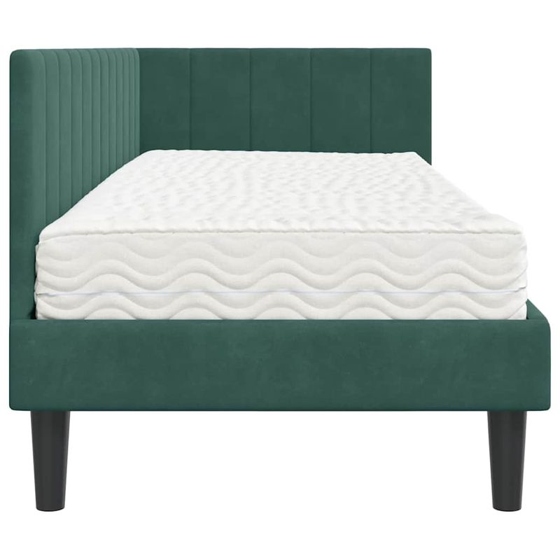 Casa si Gradina - Mobilier - Paturi si accesorii - Paturi - Cadru de pat coltar cu saltea Verde inchis 80 x 200 cm Catifea - Infinity.ro