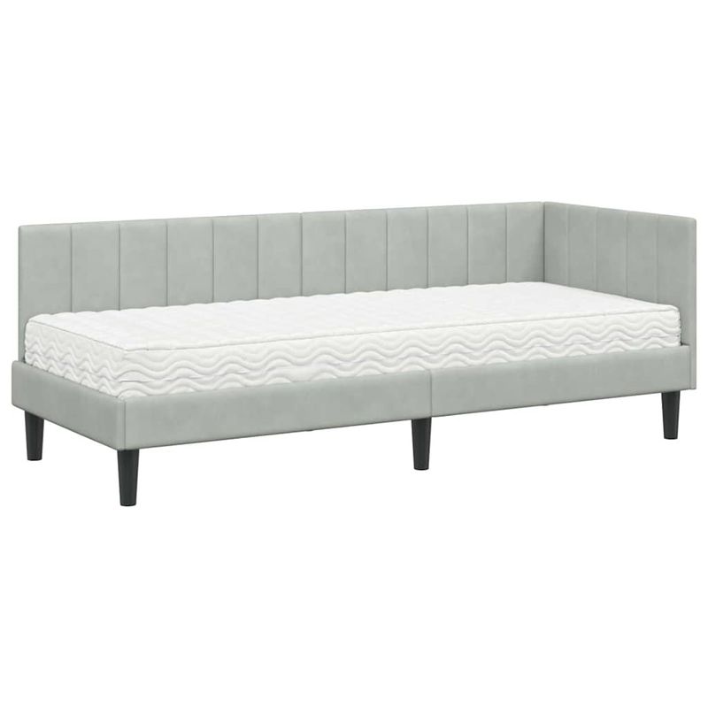 Casa si Gradina - Mobilier - Paturi si accesorii - Paturi - Cadru de pat coltar cu saltea Gri deschis 80 x 200 cm Catifea - Infinity.ro