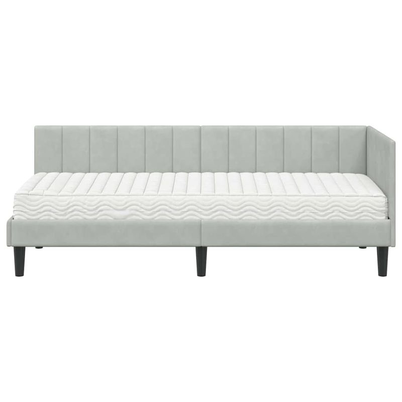 Casa si Gradina - Mobilier - Paturi si accesorii - Paturi - Cadru de pat coltar cu saltea Gri deschis 80 x 200 cm Catifea - Infinity.ro