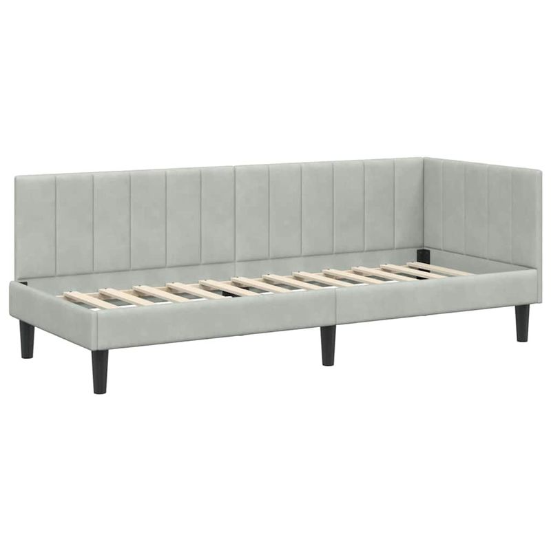 Casa si Gradina - Mobilier - Paturi si accesorii - Paturi - Cadru de pat coltar cu saltea Gri deschis 80 x 200 cm Catifea - Infinity.ro