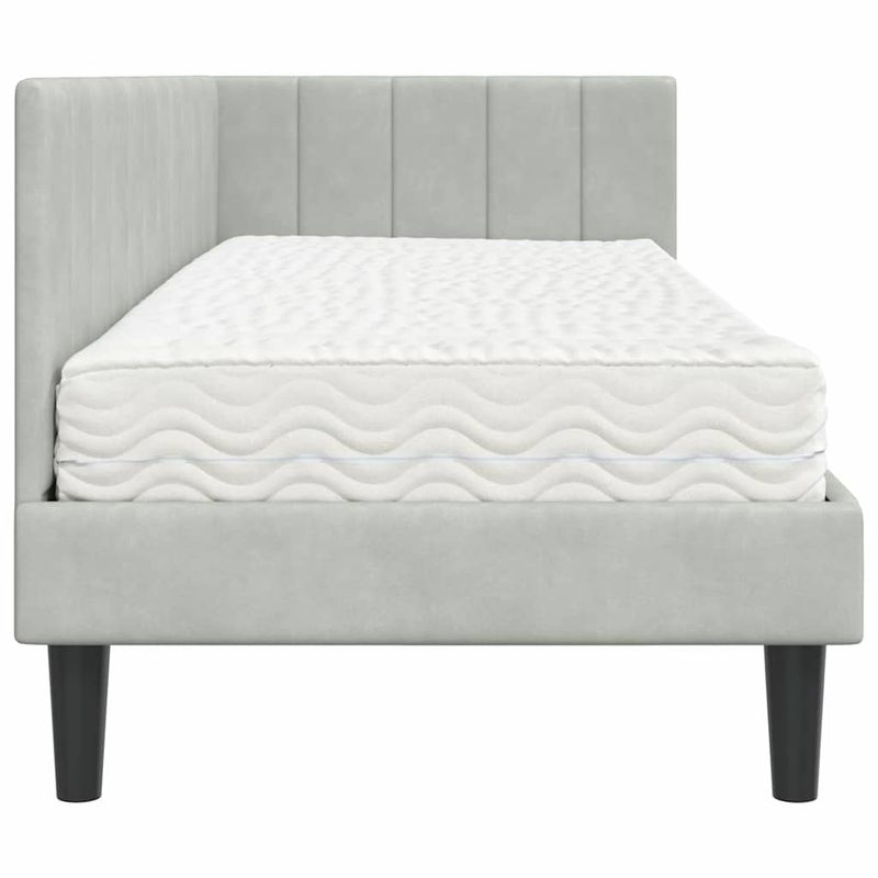Casa si Gradina - Mobilier - Paturi si accesorii - Paturi - Cadru de pat coltar cu saltea Gri deschis 80 x 200 cm Catifea - Infinity.ro
