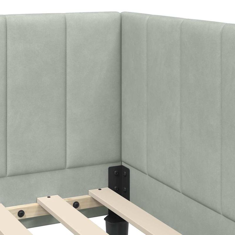 Casa si Gradina - Mobilier - Paturi si accesorii - Paturi - Cadru de pat coltar cu saltea Gri deschis 80 x 200 cm Catifea - Infinity.ro