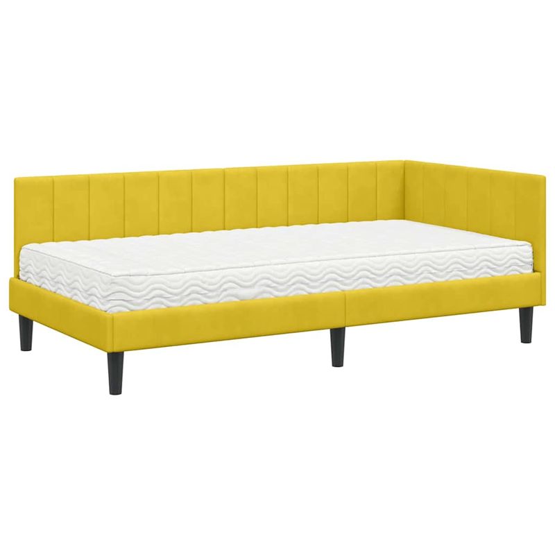 Casa si Gradina - Mobilier - Paturi si accesorii - Paturi - Cadru de pat coltar cu saltea Galben 90 x 200 cm Catifea - Infinity.ro
