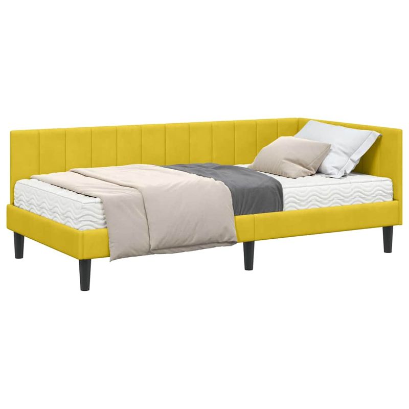 Casa si Gradina - Mobilier - Paturi si accesorii - Paturi - Cadru de pat coltar cu saltea Galben 90 x 200 cm Catifea - Infinity.ro